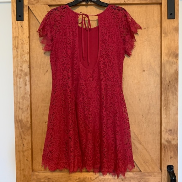 Free People Burgundy Lace Shift Mini Dress - Picture 3 of 6